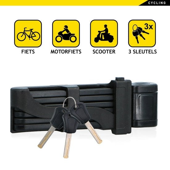 DUNLOP Cadenas pour vélo - Cadenas pour scooter - Cadenas pliable - Cadenas avec 3 clés