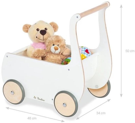 Chariot en bois Pinolino Mette Blanc - Chariot pour poupées