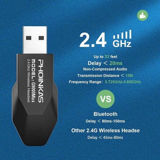 PHOINIKAS G9000 BT Bluetooth Laptop Gaming headset with microphone Over-ear Headphones -Black blue