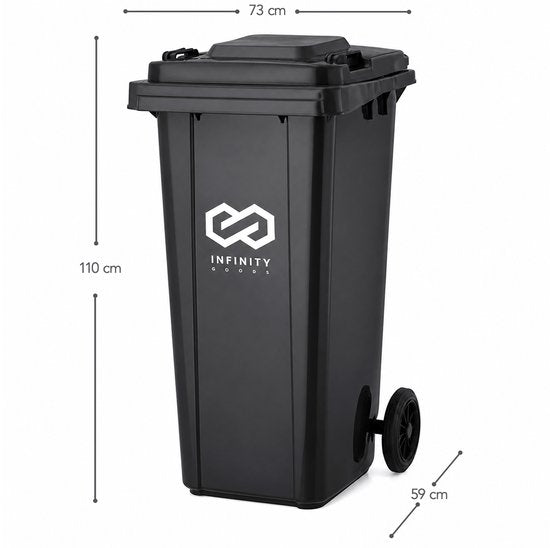 Infinity Goods Kliko 240 L - Conteneur à déchets - Conteneur à roulettes - Mini-conteneur en plastique - Avec roues - Gris