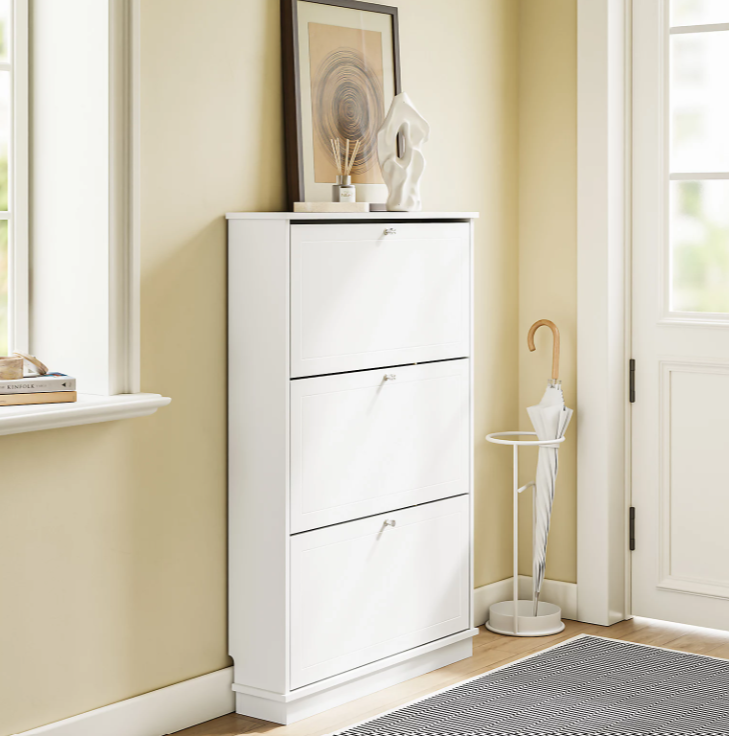 Armoire à chaussures SoBuy 76 x 18 x 113 cm - Blanche - Peut contenir 12 paires de chaussures
