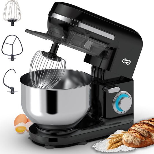 Infinity Goods Robot de cuisine - Mélangeur de cuisine - Bol de mélange en acier inoxydable de 5L - Robot de cuisine - Robot ménager - Accessoires inclus - 1000W - Noir