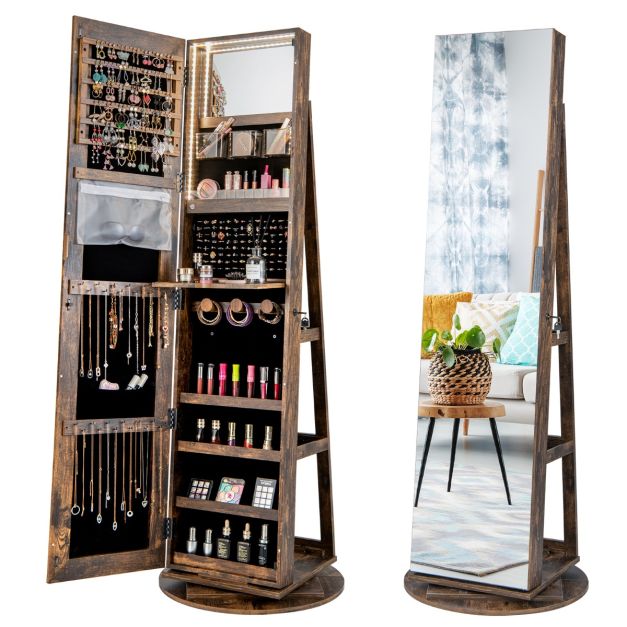 Armoire à bijoux Coast - MDF - Miroir & Led inclus - 54,5 cm x 161 cm - Vintage