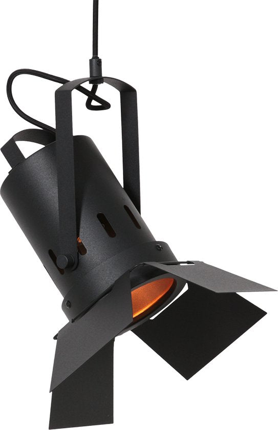 Suspension Carré 3379ZW – lampe industrielle noire, en acier, hauteur réglable de 30 à 150 cm, Mexlite