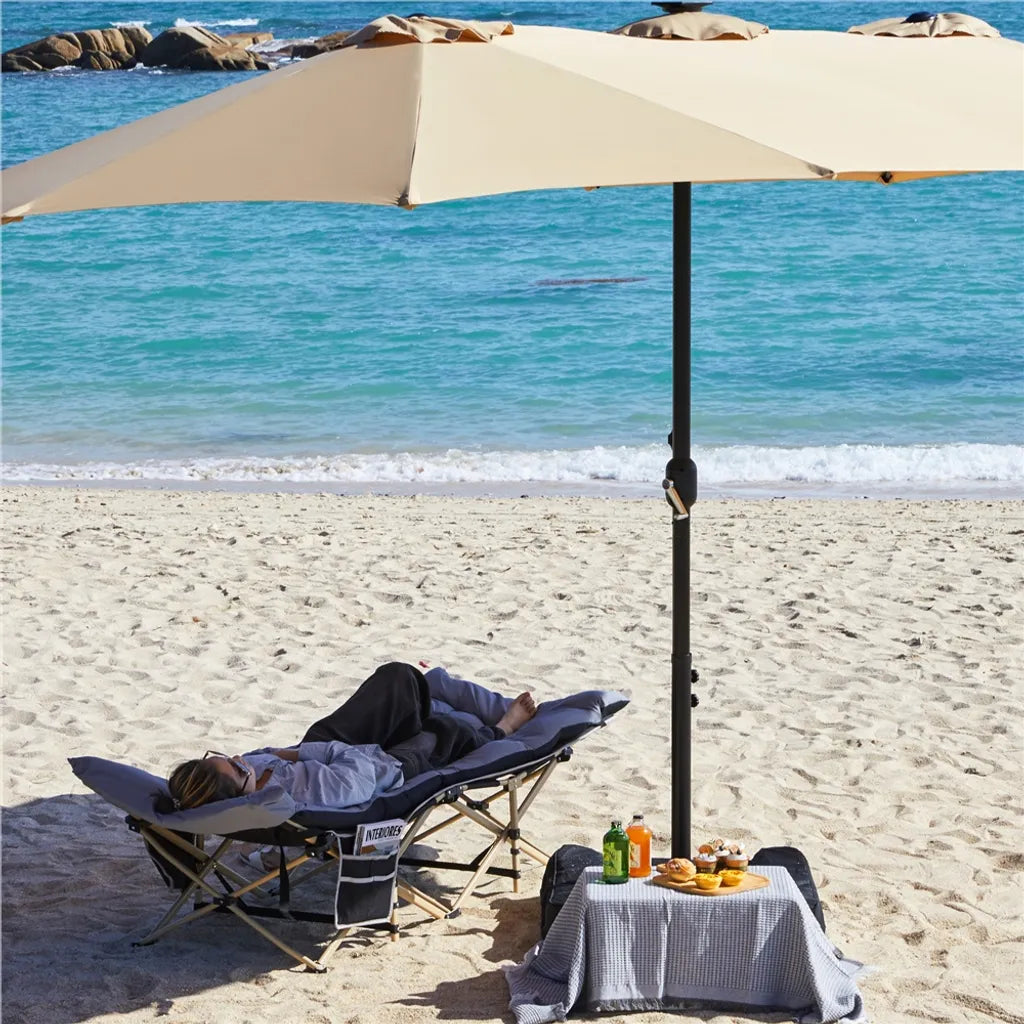 Lit de camp Yaheetech avec matelas 191 x 67 x 56 cm - Noir/Gris - Lit de camping pliable avec sac de transport