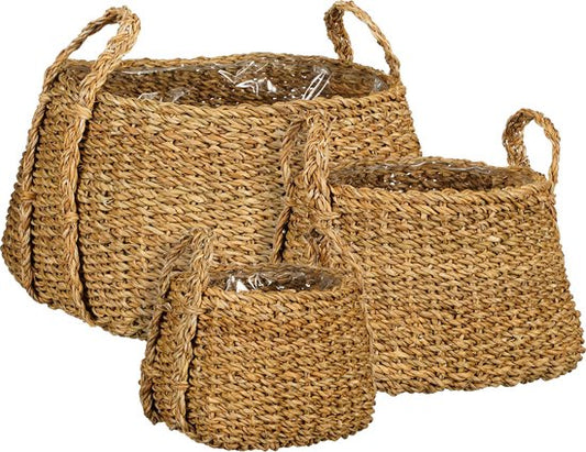 Mica Decorations Panier à plantes - Lot de 3 - H25 x Ø35 cm - Marron