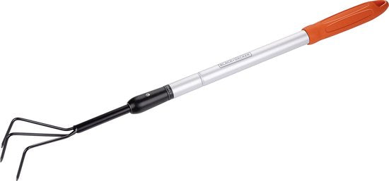 BLACK+DECKER Cultivateur - Manche télescopique 77 - 112 CM - 3 dents - Aluminium/ acier carbone
