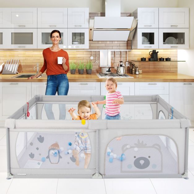 Boîte à bébé pliable Coast avec 2 portes et 50 balles - 206x147x68.5cm