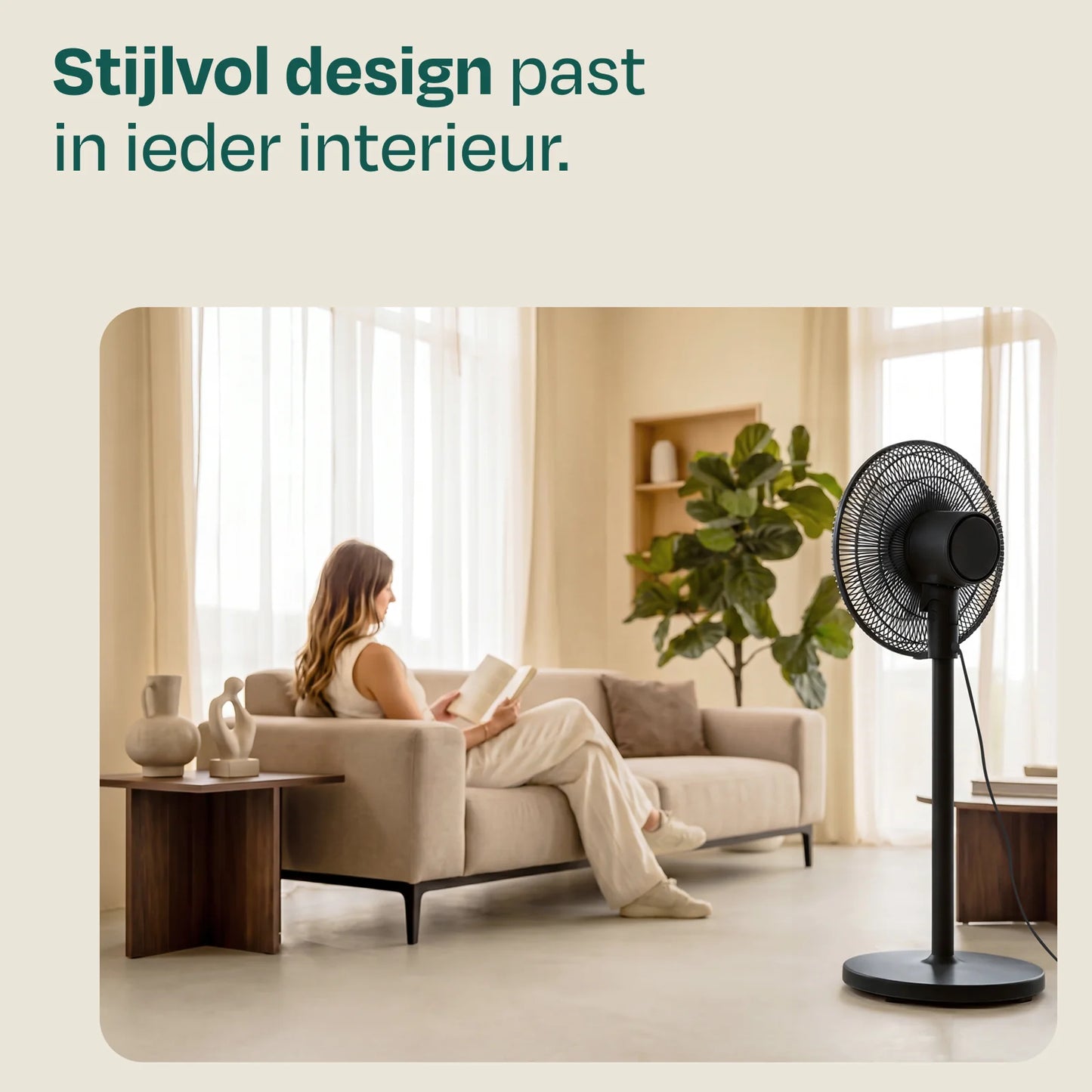 Ventilateur de sol VONROC avec télécommande – Réglable sur 3 hauteurs, avec 7 pales et minuterie – Pour chambre et salon – Plastique noir – 110 cm