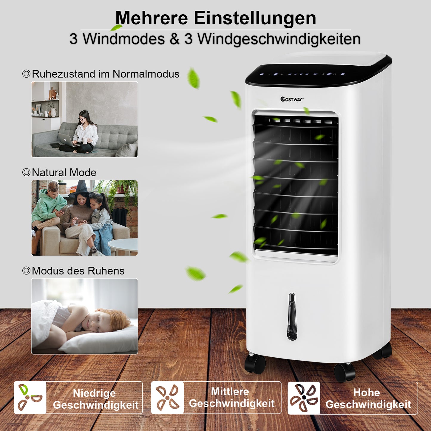 Coast Air Cooler - Humidificateur - 4-en-1 - Avec éléments de refroidissement et télécommande - 65W - Blanc