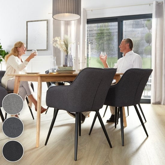 tectake® - Chaise Marilyn Linen Look - chaises de salle à manger - sièges baquets - gris foncé / noir - 403672