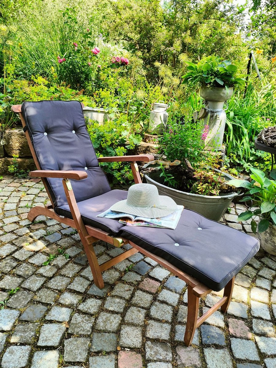 Chaise longue - Casaria Queen Mary – Bois d’acacia – 169 x 54 x 95 cm – Marron