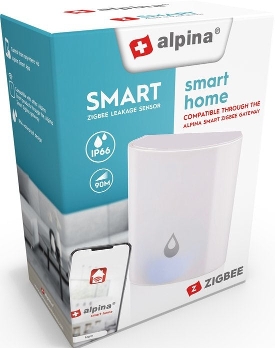 alpina Smart Home - Détecteur d'eau intelligent - Détection de fuites - Distance de détection de 90 m - Étanchéité IP66 - Capteur de fuites