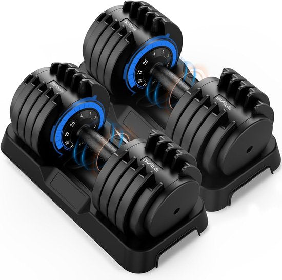 Ensemble d'haltères réglables DH FitLife 25 kg | 2 pièces | Poids variables 10 en 1 | Haltères réglables de 4 à 25 kg | Musculation, ensemble d'haltères courts avec disques peu encombrants pour l'entraînement à domicile, Haltères courts réglables