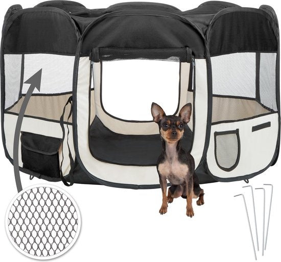 Tectake Enclos pliable pour chiots Tente pour chiots Noir inclus - Sac de transport - 400734