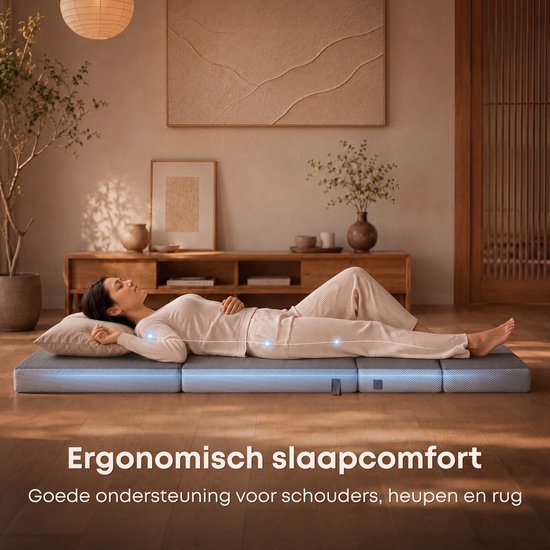 Matelas pliable CozySense® 90 x 200 cm – Matelas d'appoint – Matelas pliable – Respirant – Housse amovible et sac de transport – Épaisseur : 10 cm – Ferme-moelleux