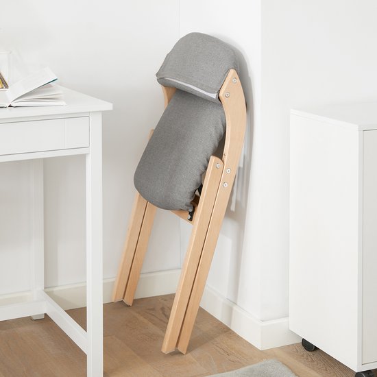 SoBuy Set of 2 Folding Chair, Office Chair with Upholstered Seat Cushion, Dining Chair, Nature/Grey, 47.5x77x59 cm, FST92-Nx2 - pour la salle à manger, le balcon ou le bureau