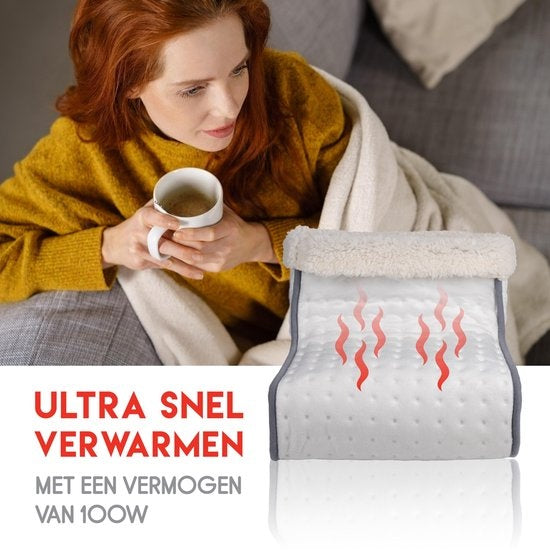 Chauffe-pieds électrique - alpina - Housse intérieure lavable - Protection contre la surchauffe - 3 niveaux - Blanc