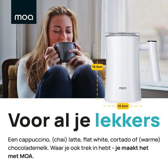 MOA Mousseur à lait - Sans BPA - Pour faire mousser et chauffer - Blanc - MF1W