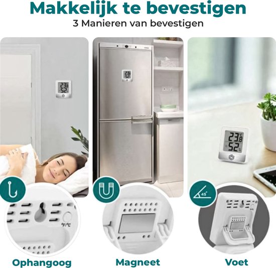 Ease Electronicz Hygromètre - Humidimètre - Station météo numérique - Humidimètre - Thermomètre d'intérieur - Pile incluse
