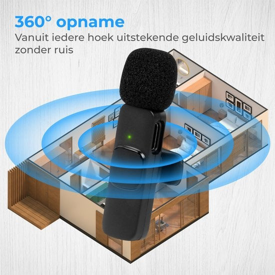 Nuvance - Microphone sans fil - Microphone Tie Pin - Adapté à Usb-C & Apple Lightning - Microphone Lavelier - Plug & Play