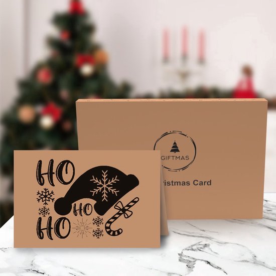 Giftmas Christmas Collection - Set de cartes de vœux et de cartes de Noël - 36 cartes de vœux avec 12 motifs - Enveloppes et autocollants inclus - Set de cartes en papier kraft pour les fêtes - 20x15cm