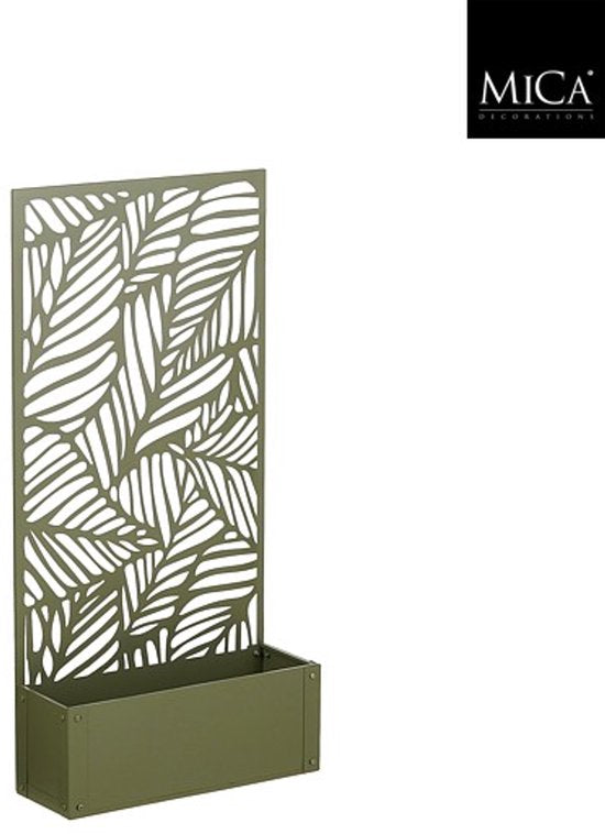 Mica Decorations Sapri Support pour plantes - Jardinière avec treillis pour plantes grimpantes - Support pour plantes autonome ou à fixer au mur - 57,5 x 21 x 118 cm - Vert