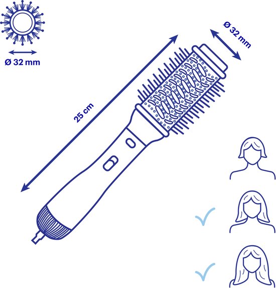 Brosse-sèche-cheveux BaBylissPRO - 34 mm - AirStyler - 700 W - 2 vitesses - Brosse à boucler - Bleu