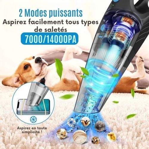 Aspirateur sans fil Strex, Aspirateur eau et poussière, 3 accessoires, 14000PA, Filtre HEPA, Eclairage LED, Extra puissant