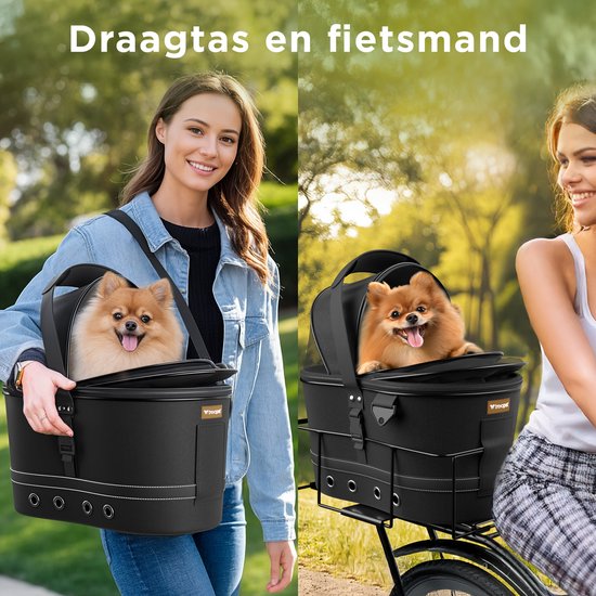 Trevopet® Dog Bike Basket Rear - 2-in-1 Bike Basket Dog & Carry Bag - Convient aux vélos électriques - Jusqu'à 12 kg - Matière Oxford robuste