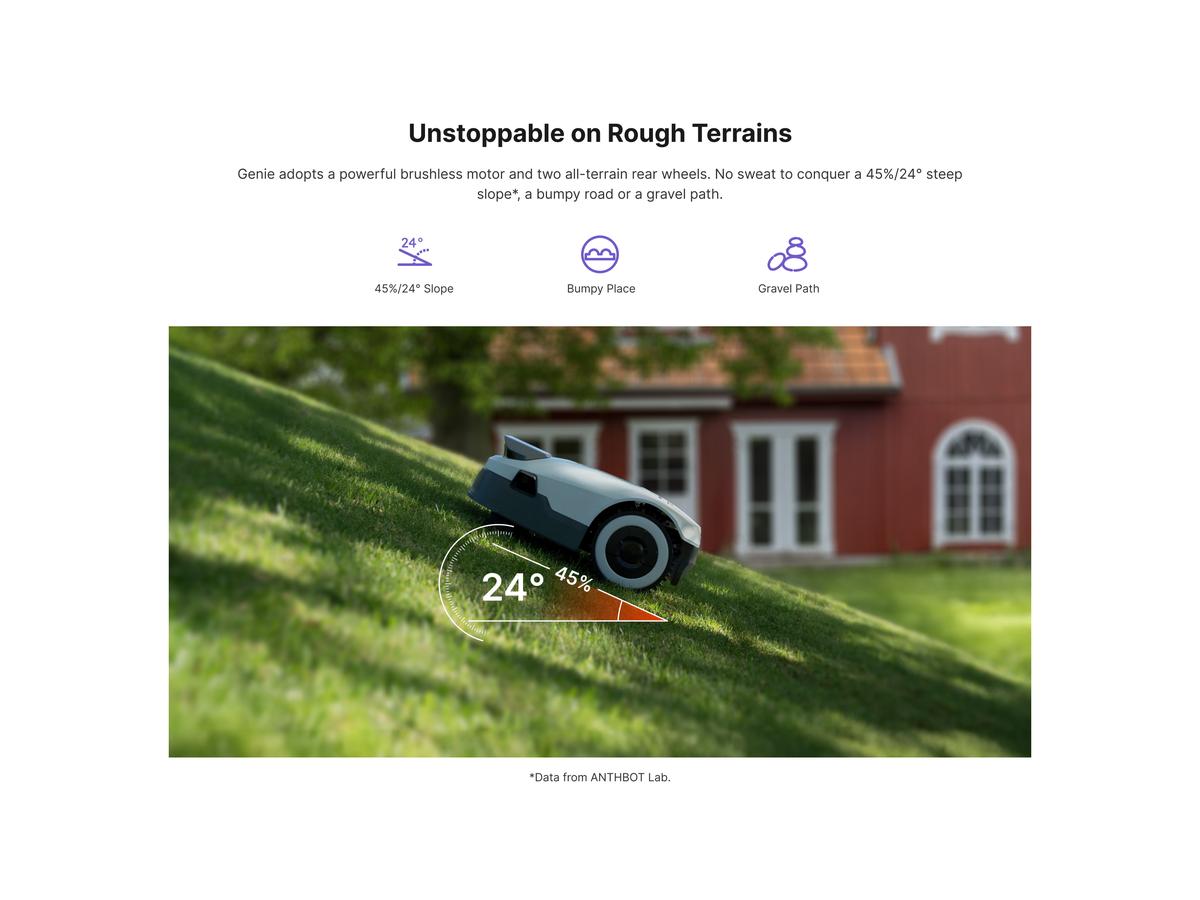 Tondeuse robot Anthbot Genie 800 - Silencieuse et efficace - Adaptée aux jardins jusqu'à 800 m²