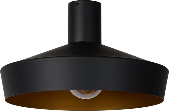 Lucide CARDIFF - Plafonnier - Ø 40 cm - 1xE27 - Noir
