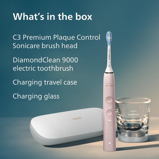 Philips Sonicare DiamondClean 9000 - Brosse à dents électrique - Rose pâle - Verre de recharge - HX9911/29