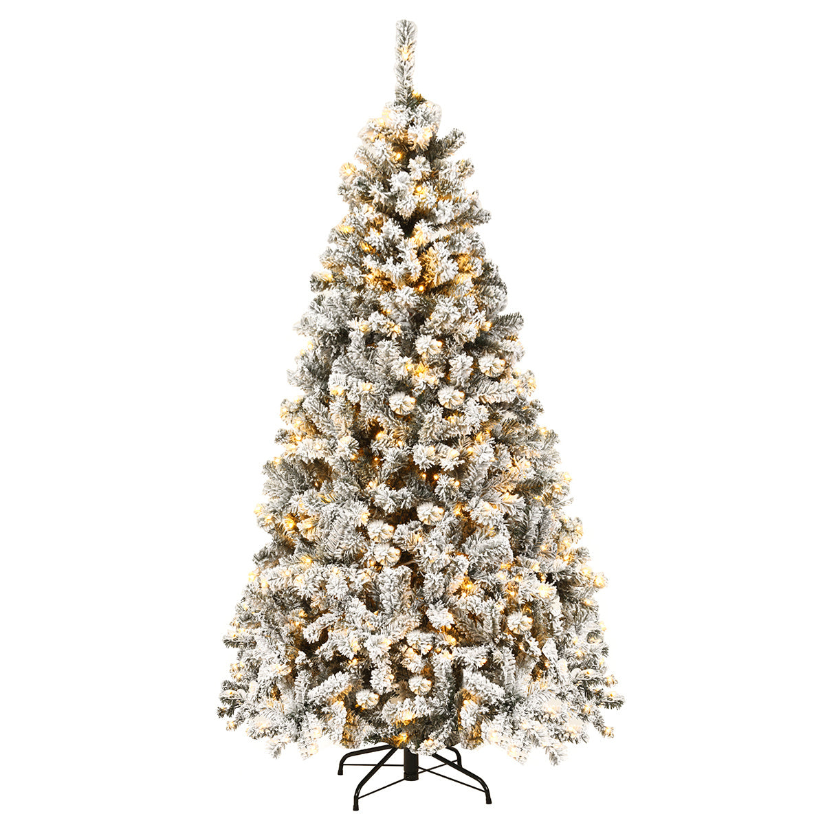 Sapin de Noël - Coast 180 cm- avec neige aiguilles PVC - premium avec lumières LED - blanc vert