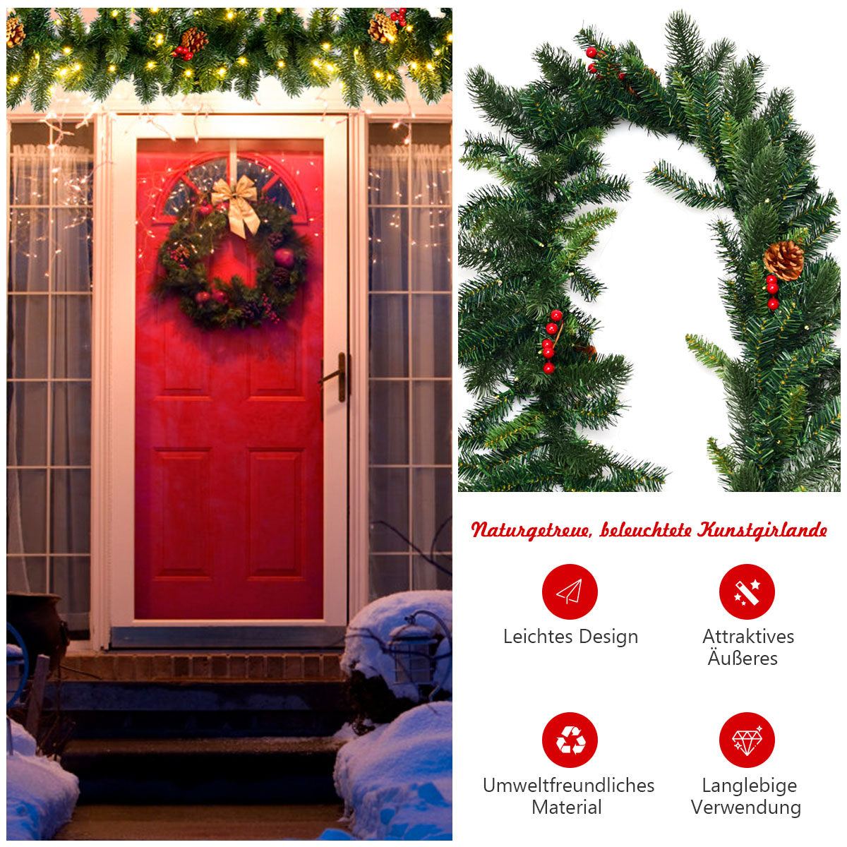 Guirlande lumineuse - Guirlande - guirlande de Noël - lumières de Noël extérieures - décoration de Noël - Noël - 2,7 mètres - 100 LEDs