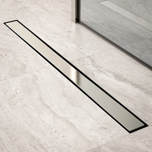 Caniveau de douche - 90cm - Grille à carreler - inox - Avec bride