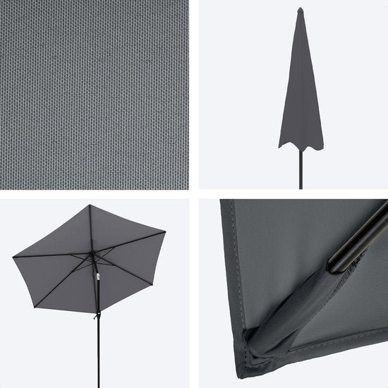 Parasol LifeGoods - Ø270 cm - 30° inclinable - imperméable - avec housse - Gris foncé