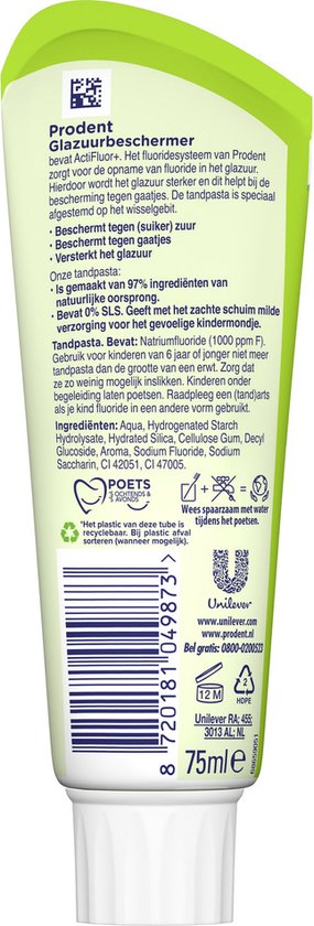 Dentifrice Prodent Protecteur d'émail 75 ml - Enfants à partir de 6 ans - Dentifrice pour enfants