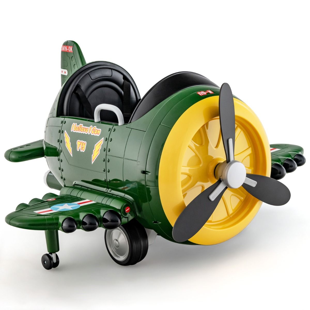 Avion électrique Coast pour enfants avec télécommande 124x100x62 cm - Vert/Jaune