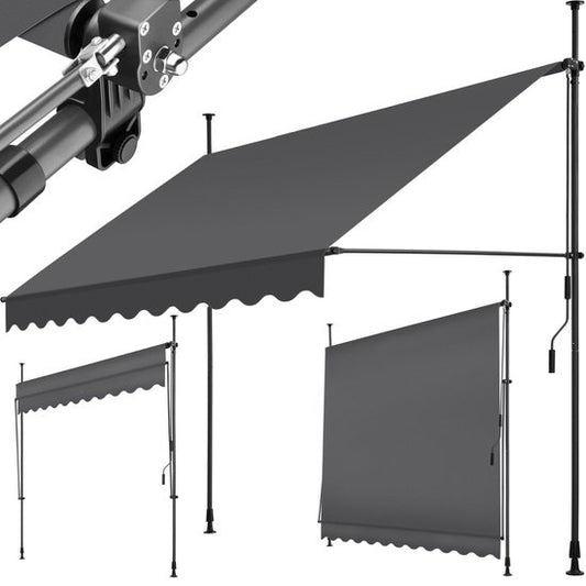 tectake - store à pinces - parasol - store - réglable - store à pinces - parasol balcon - 250 x 120 cm - noir gris - store - 404962