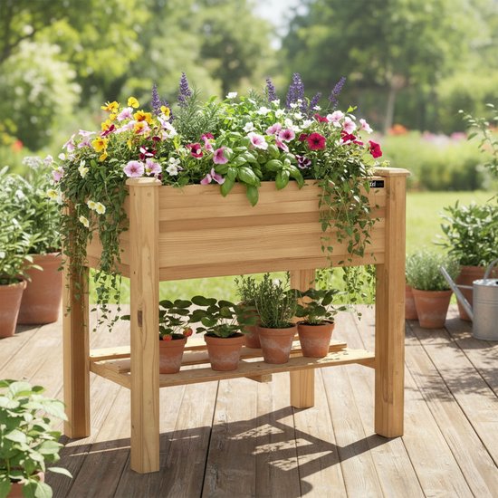 Jardinière surélevée AXI Ari – Jardinières d'extérieur – Rectangulaire – Bois de pruche – 100 % bois FSC – 86,5 x 46 x 85 cm – Potager surélevé – Jardinière pour jardin et balcon