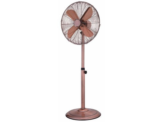 Ventilateur sur pied Tristar Retro 40 cm – 50 W – 3 vitesses – Oscillation à 85° – Réglage en hauteur – Couleur cuivre – VE-5971