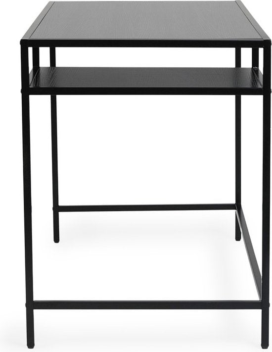 Lifa Living - Bureau industriel - Noir - Métal - MDF - avec base - Design épuré - 114 x 60 x 76 cm