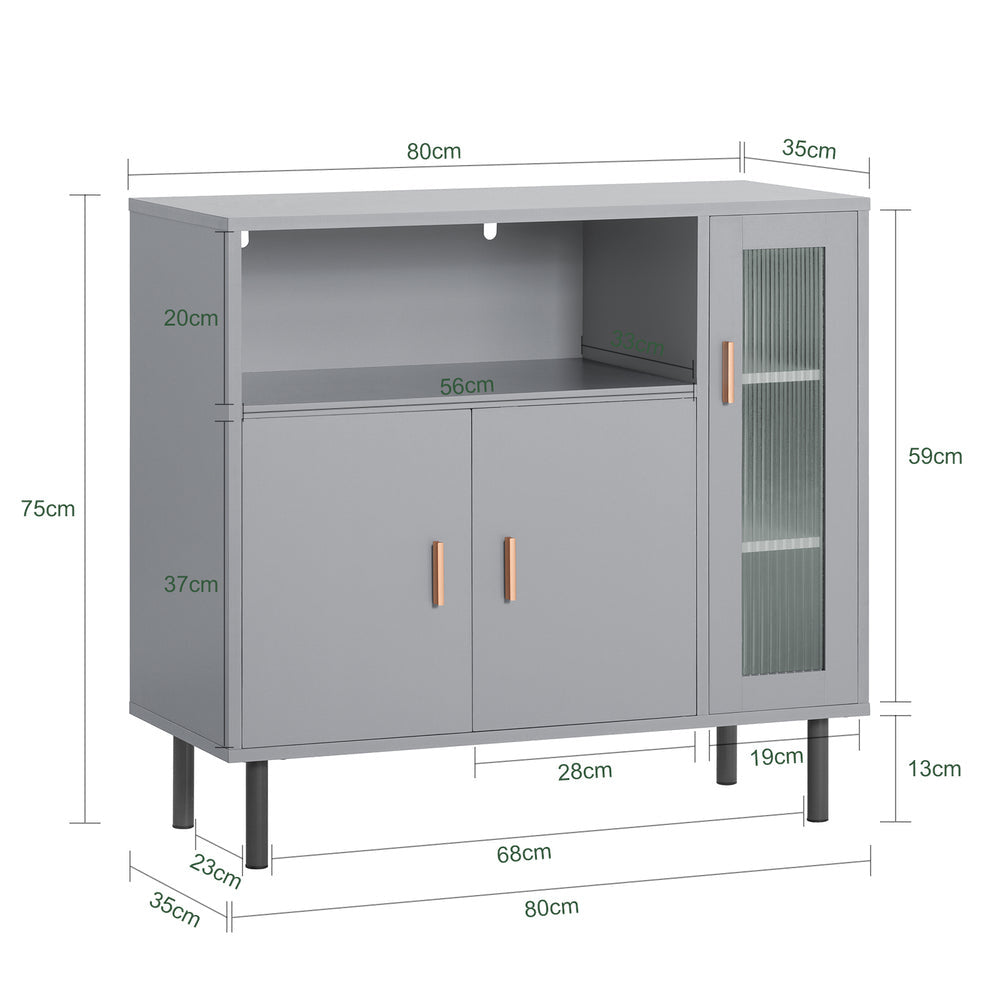 SoBuy FSB82-HG Buffet de salle à manger - Armoire de cuisine - Armoire à chaussures - Armoire à chaussures - Armoire d'entrée - Armoire de rangement avec 1 compartiment et 2 portes