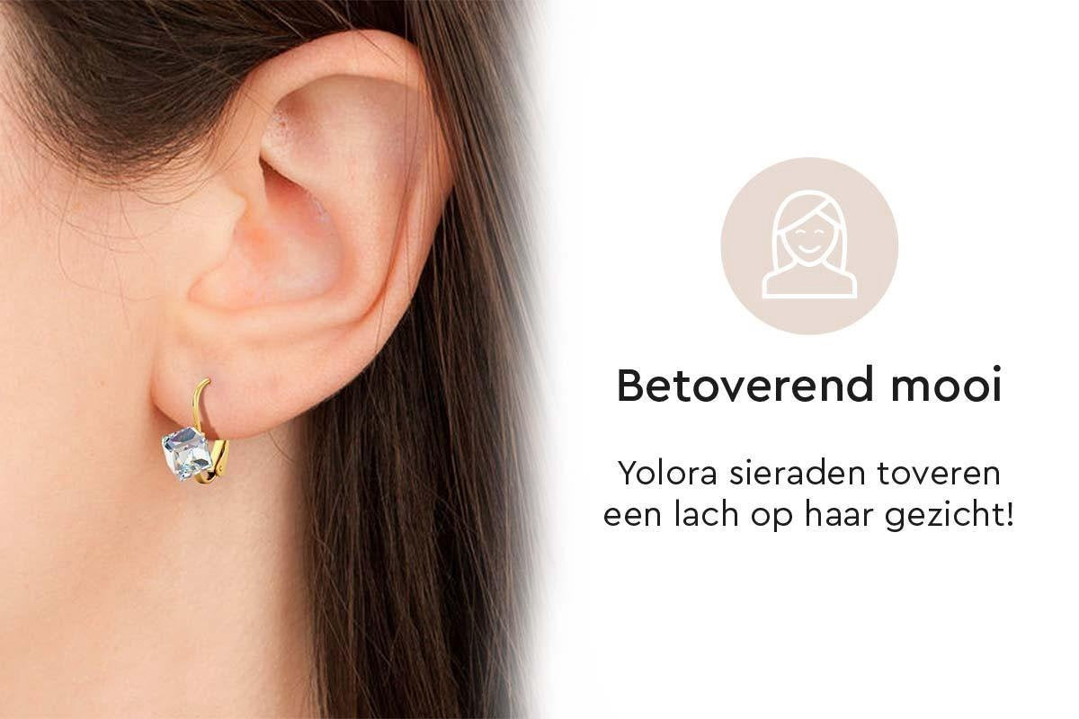 Yolora Dames Oorbellen met Kalpa Camaka Kristallen - Goudkleurig - 18K Geelgoud Verguld