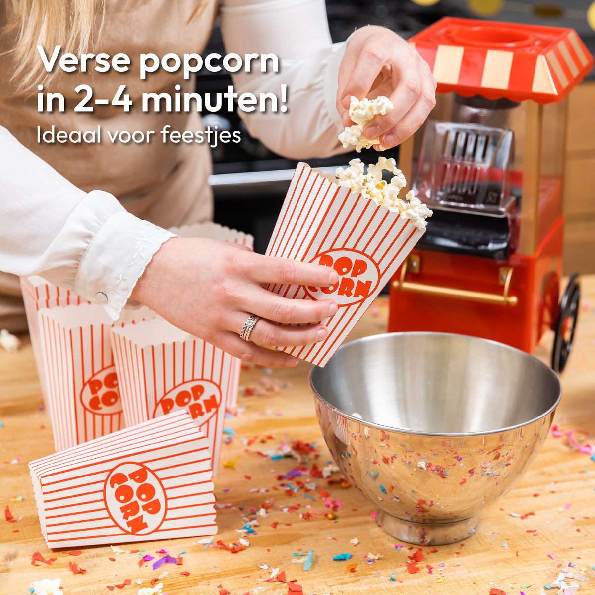 Gadgy Popcorn Machine - Klassieke Popcorn Maker - Hete lucht, vetvrij - 39 x 24 cm. - 1200 watt