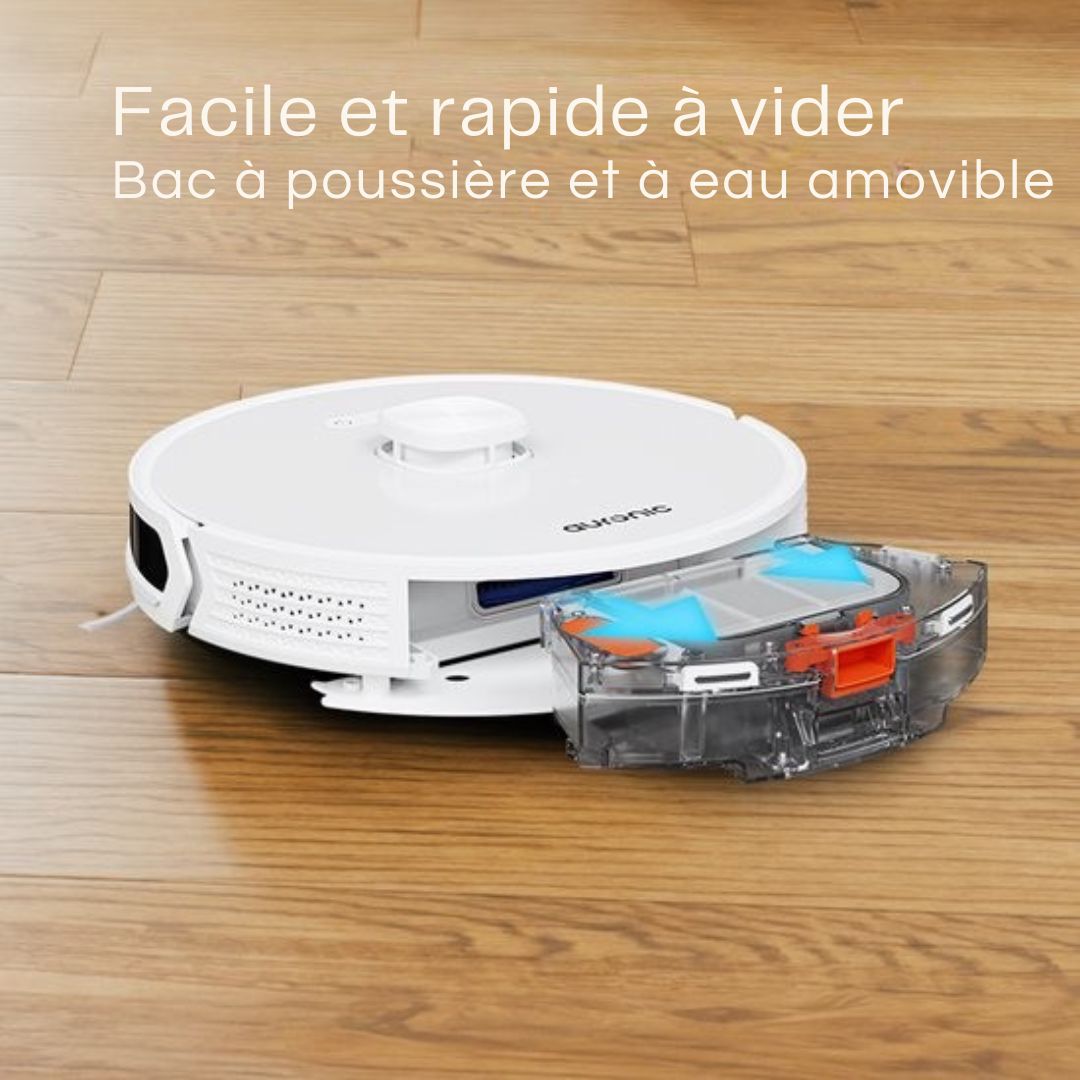 Robot Aspirateur Auronic - Avec fonction balayage - WiFi et App - Station de charge - Animaux domestiques - Navigation laser - Blanc