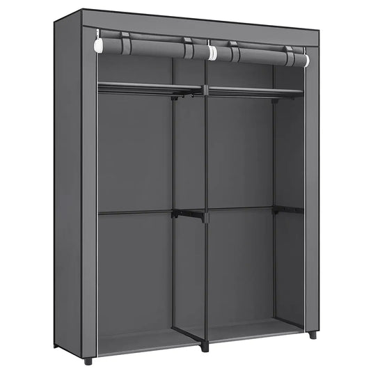 Armoire pliante en tissu Joyfurnos à double tringle - 2 portes - 43 x 140 x 174 cm - Gris