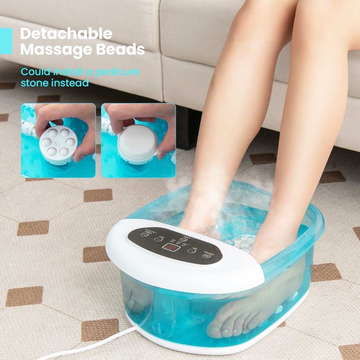 Coast Bain de pieds électrique avec fonction massage - 500W - 33 x 39 x 18 cm - Bleu