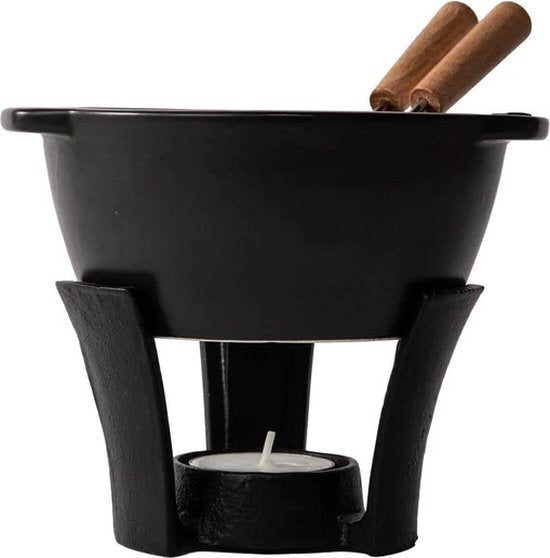 Boska Fondue set Party Mini - Caquelon à fondue - Pour fondue au fromage et sauce - Noir - 300 ml
